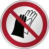 ISO-veiligheidspictogram – Dragen van handschoenen verboden, P028, Gelamineerde reflecterende folie, 395mm, Dragen van handschoenen verboden